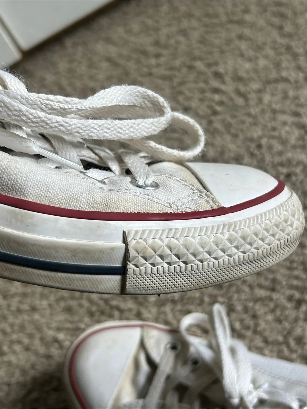 Converse White Low-Top Sneakers with Red Stripe - Picture 6 of 7